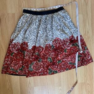 Anthropologie red floral skirt